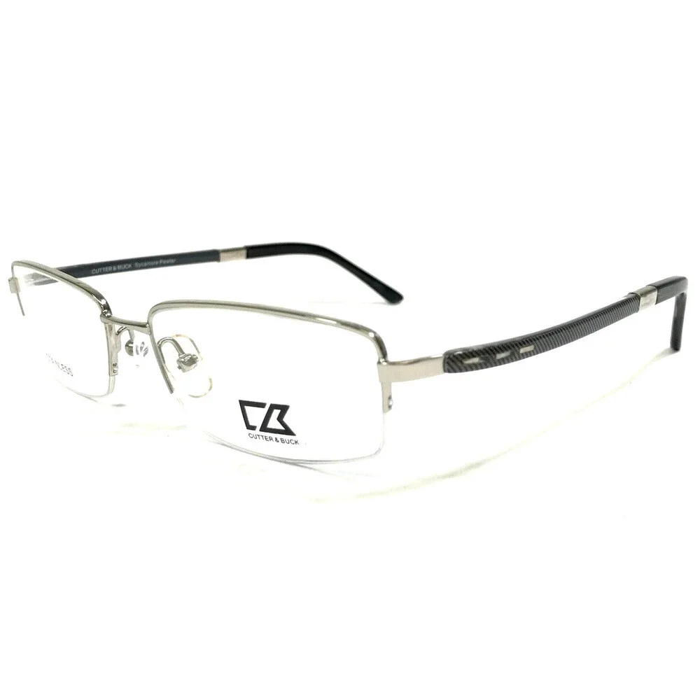 Cutter & Buck Eyeglasses Frames Sycamore Pewter Silver Rectangular 54-17-140
